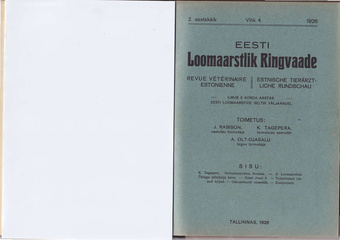 Eesti Loomaarstlik Ringvaade ; 4. vihk 1926