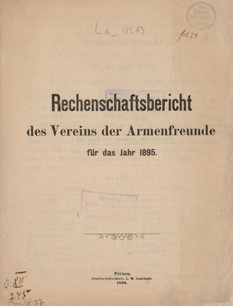 Rechenschaftsbericht des Vereins der Armenfreunde für das Jahr 1895
