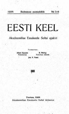 Eesti Keel ; 5-6 1928