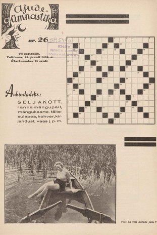 Ajude Gümnastika : ristsõnamõistatuste ajakiri ; 26 1939-06-29