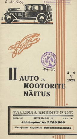 II auto ja mootorite näitus : 3. - 6. V 1929 : ametlik nimestik