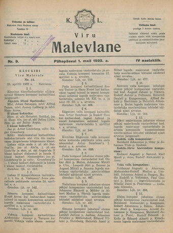 K. L. Viru Malevlane ; 9 1932-05-01