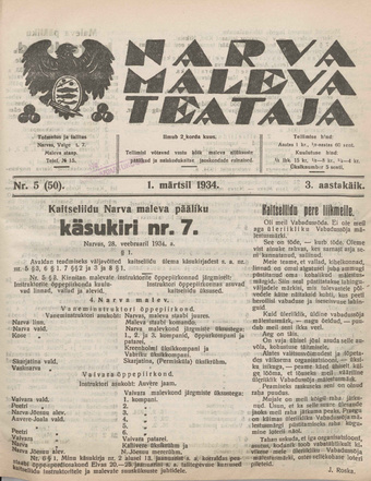 Narva Maleva Teataja ; 5 (50) 1934-03-01
