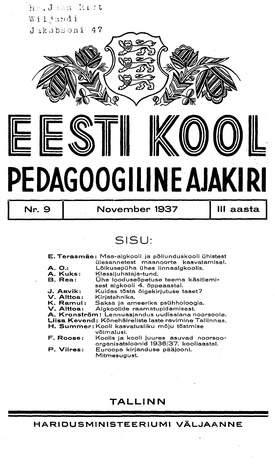 Eesti Kool ; 9 1937-11