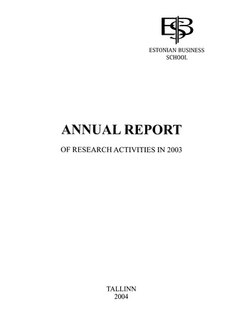 Annual report of research activities in 2003