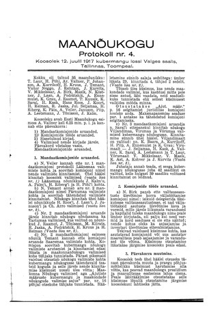 Maanõukogu protokoll nr.4 (12. juuli 1917)