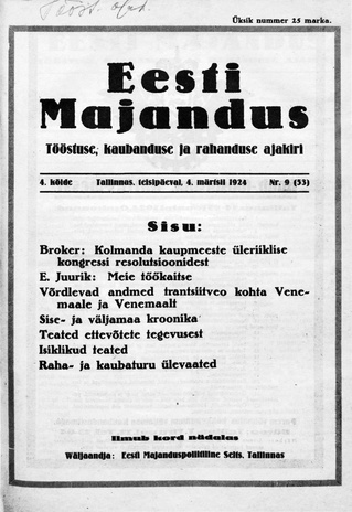 Eesti Majandus ; 9 1924-03-04