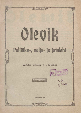 Olevik : poliitika-, nalja- ja jutuleht ; 4 1931-04