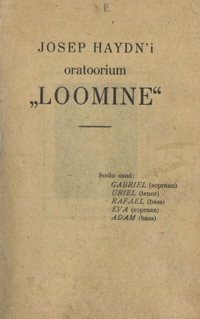 Josep[!] Haydn'i oratoorium "Loomine" : [sõnad]