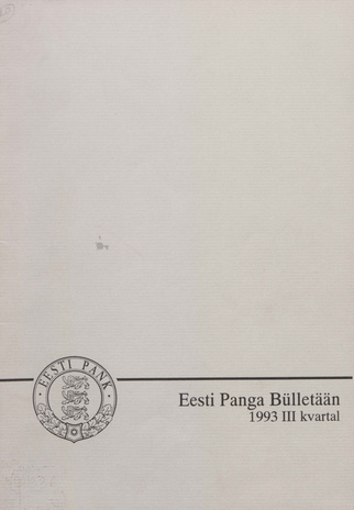 Eesti Panga Bülletään ; III kvartal 1993