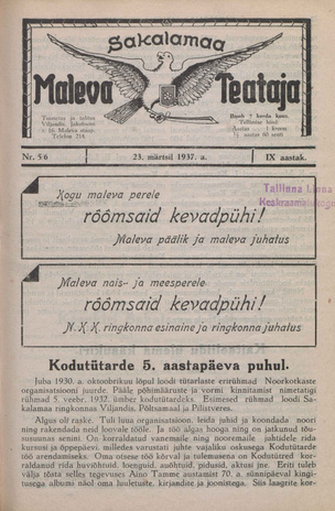 Sakalamaa Maleva Teataja ; 5/6 1937-03-23