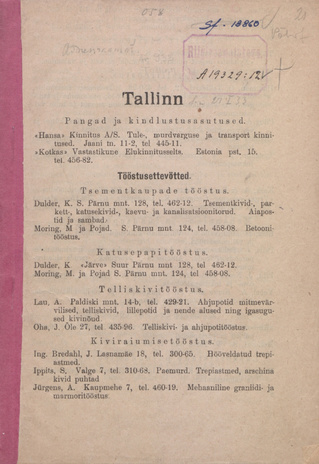 Tallinn : [Eesti linnade asutuste aadressraamat]