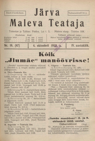 Järva Maleva Teataja ; 19 (87) 1932-10-04
