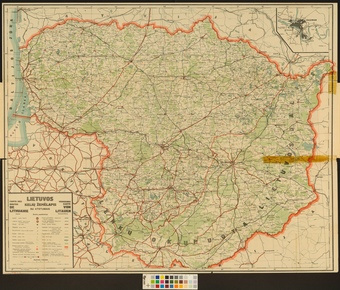 Lietuvos kelių žemėlapis : su atstumais 