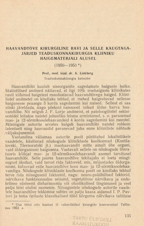 Haavandtõve kirurgiline ravi ja selle kaugtagajärjed teaduskonnakirurgia kliiniku haigematerjali alusel (1950-1953)