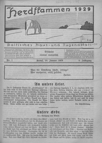 Herdflammen : Baltisches Haus- und Jugendblatt ; 1 1929-01-18
