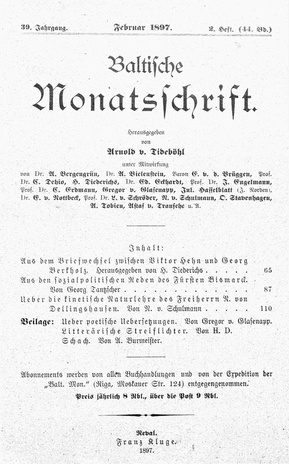 Baltische Monatsschrift ; 2 1897-02