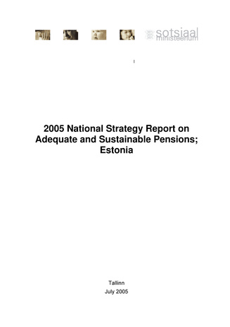 2005 national strategy report on adequate and sustainable pensions ; Estonia