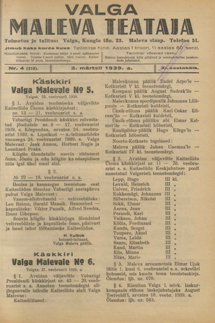 Valga Maleva Teataja ; 4 (218) 1939-03-02