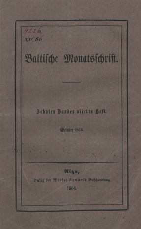 Baltische Monatsschrift ; 4 1864-10