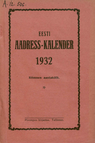 Eesti aadress-kalender ; 1932