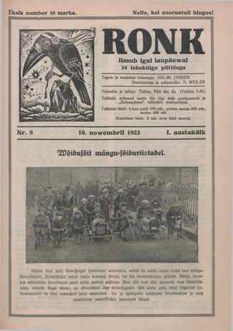 Ronk : perekonna ja noorsoo ajakiri ; 8 1923-11-10