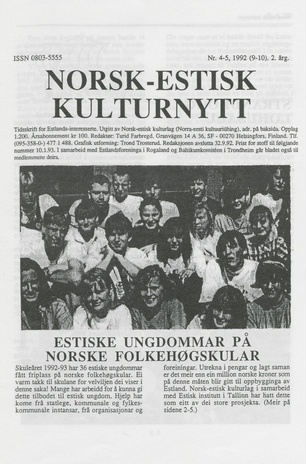 Norsk-Estisk kulturnytt ; 4-5 1992