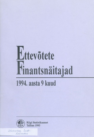 Ettevõtete finantsnäitajad ; 3 1994