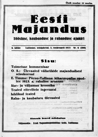 Eesti Majandus ; 6 (100) 1925-02-03