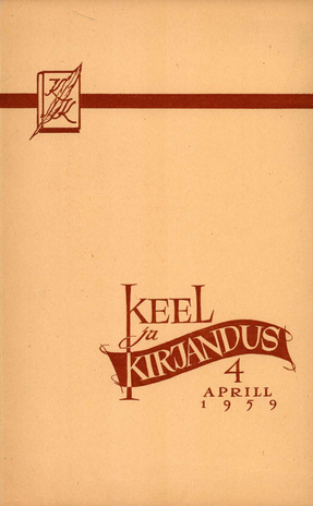Keel ja Kirjandus ; 4 1959-04