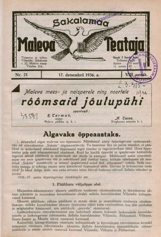 Sakalamaa Maleva Teataja ; 21 1936-12-17