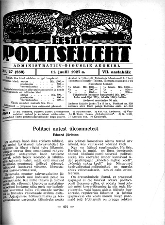 Eesti Politseileht ; 27 1927