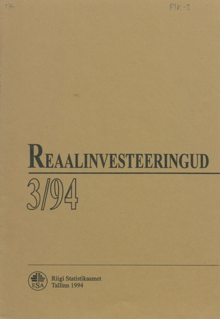 Reaalinvesteeringud ; 3 1994-03