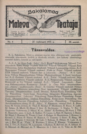 Sakalamaa Maleva Teataja ; 4 1937-02-27