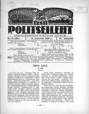 Eesti Politseileht ; 41 1929