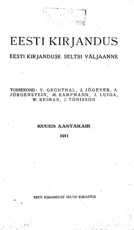 Eesti Kirjandus ; 11-12 1911