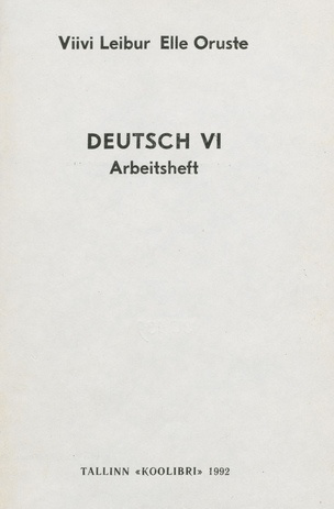 Deutsch VI : Arbeitsheft 