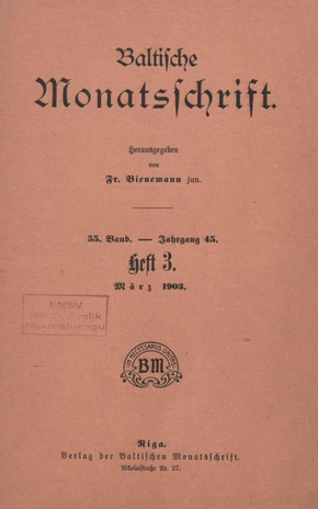 Baltische Monatsschrift ; 3 1903-03