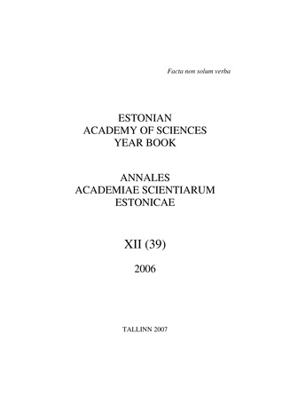 Estonian Academy of Sciences year book ; 12 (39) 2006