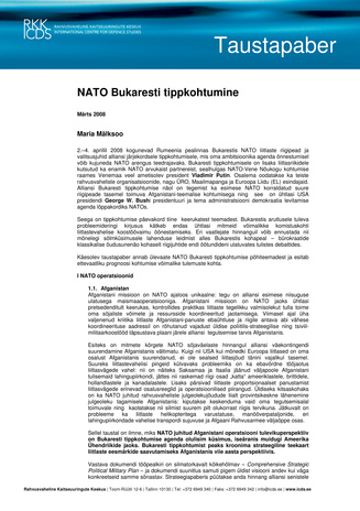 NATO Bukaresti tippkohtumine : märts 2008