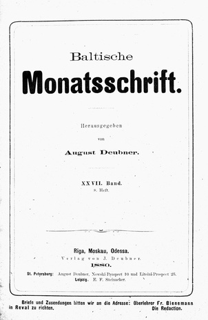 Baltische Monatsschrift ; 8 1880