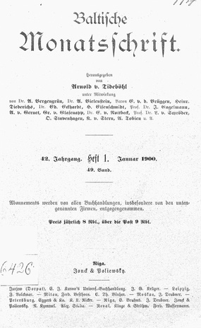 Baltische Monatsschrift ; 1 1900-01