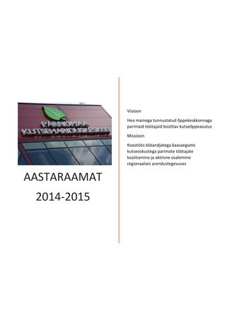 Pärnumaa Kutsehariduskeskus. Aastaraamat ; 2014/2015