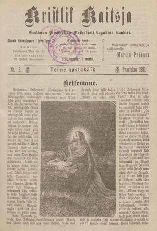 Kristlik Kaitsja : Eesti metodistide häälekandja ; 3 1921-03