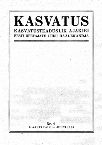 Kasvatus ; 6 1925-06