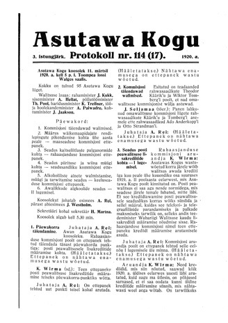 Asutawa Kogu protokoll nr.114 (17) (11. märts 1920)