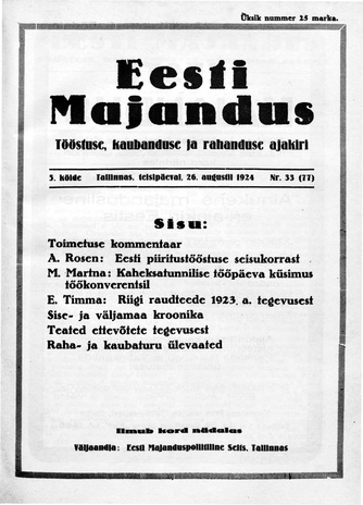 Eesti Majandus ; 33 1924-08-26