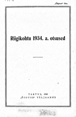 Riigikohtu otsused ; 1934