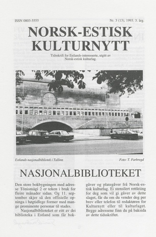 Norsk-Estisk kulturnytt ; 3 1993