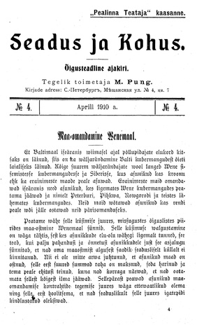 Seadus ja Kohus ; 4 1910-04